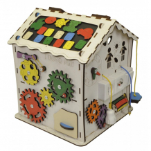 Купить деревянная игрушка iwoodplay бизикуб развивающий домик с электрикой (блоком светоиндикации) igd-02-01