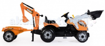 Купить smoby трактор педальный строительный с 2-мя ковшами и прицепами 710110