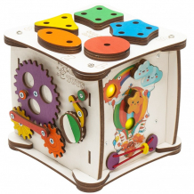 Купить деревянная игрушка evotoys бизиборд кубик знайка семицветик мини et-bk-01-03