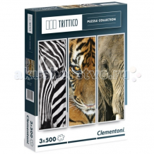 Купить clementoni пазл trittico - животные (3х500 элементов) 39307