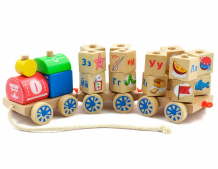 Купить деревянная игрушка мир деревянных игрушек паровозик алфавит д222