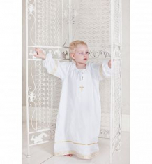 Купить рубашка крестильная ангел мой, цвет: белый/золотой ( id 9621504 )
