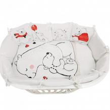 Купить комплект в кроватку альма-няня для овальной кроватки детская история белые медведи (6 предметов) 