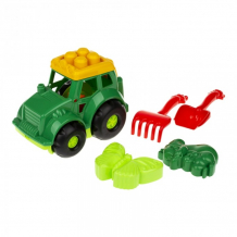 Купить colorplast набор кузнечик №2: трактор, лопатка и грабельки, две пасочки 0213