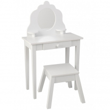 Купить kidkraft туалетный столик из дерева для девочки модница (white medium vanity & stool) 13009_ke