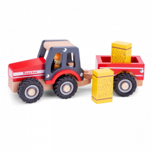 Купить деревянная игрушка new cassic toys трактор с прицепом сено 11943