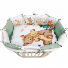 Купить комплект в кроватку альма-няня для овальной кроватки детская история зверята (6 предметов) 