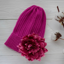 Купить hohloon шапка вязаная с подворотом с цветком шд19-17