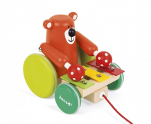 Купить каталка-игрушка janod на веревочке медвежонок-музыкант j08193