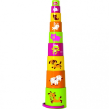 Купить развивающая игрушка gowi ведерко-пирамидка звери 9 предметов 453-16