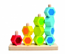 Купить деревянная игрушка hape яркая пирамидка e0504a