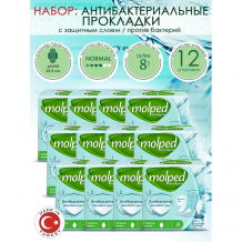 Купить molped гигиенические антибактериальные прокладки antibac normal 8 шт. 12 упаковок 5070434/12