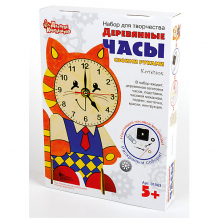 Купить набор для творчества. деревянные часы своими руками (с красками). котенок ( id 7245637 )