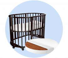 Купить кроватка-трансформер forest kids круглая lavatera 6 в 1 (колесо) с матрасом и наматрасником 