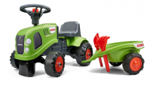Купить каталка falk трактор claas с прицепом, граблями и лопатой f0212c