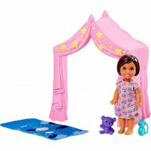 Купить игровой набор barbie игра с малышом розовый шатер/девочка брюнетка ( id 10808279 )