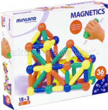 Купить конструктор miniland magnetics магнитный 36 элементов 94105