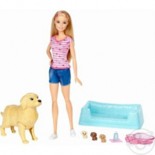 Купить игровой набор barbie кукла и собака с новорожденными щенками брюнетка 29 см ( id 6530377 )