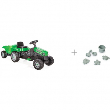 Купить pilsan педальный трактор с прицепом active tractor и happy baby набор для игры с песком 50631 
