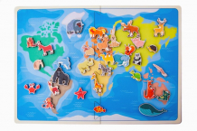 Купить деревянная игрушка сибирские игрушки карта мира травоядные животные (на липучках) 30206
