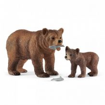 Купить schleich игровые фигурки самка медведя гризли с детенышем 42473