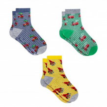Купить носки детские "машинки", 3 пары, желтый, зеленый, синий mothercare 997248984
