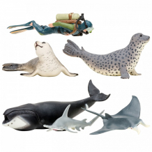 Купить masai mara набор фигурок мир морских животных (кит, рыбка-молот, манта, морской леопард, дайвер) мм203-027