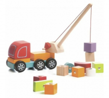 Купить деревянная игрушка cubika машинка авто-кран с элементами на магнитах (11 деталей) 13982