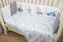 Купить комплект в кроватку подушкино панно подушками зайчонок (6 предметов) 