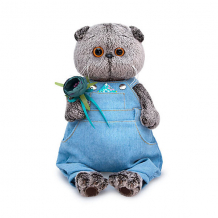 Купить мягкая игрушка budi basa кот басик в голубом комбинезоне с розочкой, 19 см ( id 14682494 )