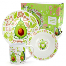 Купить nd play набор посуды в подарочной упаковке авокадо keep calm 3 предмета фарфор 300520
