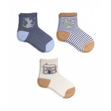 Купить носки детские, 3 пары, синий, кремовый, коричневый mothercare 997242210