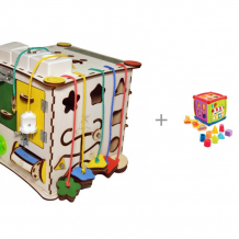 Купить деревянная игрушка iwoodplay куб развивающий с электрикой и сортер жирафики суперкуб 