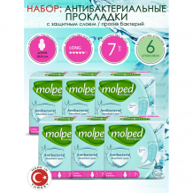 Купить molped гигиенические антибактериальные прокладки antibac long 7 шт. 6 упаковок 5070435/6