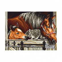 Купить набор для раскрашивания по номерам русская живопись "лошадь и жеребенок" ( id 11928594 )