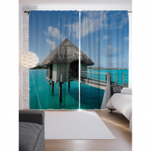 Купить joyarty шторы с фотопечатью морской домик из сатена 290х265 см p_903_145x265