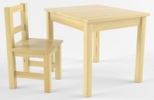 Купить русские-игрушки набор детской мебели (стол, стул) деревянный не окрашен 80301