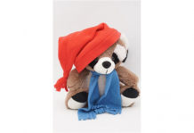 Купить мягкая игрушка unaky soft toy енот крош в красном колпаке с кисточкой и голубом шарфе 26 см 0755230-28-54