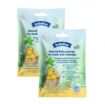 Купить мочалка babyline натуральная детская губка для мытья и массажа с экстрактом алоэ вера 2 шт. db051х2