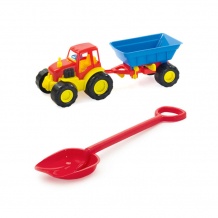 Купить тебе-игрушка детский игровой набор для песочницы трактор с прицепом active + лопатка 50 см 