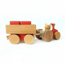 Купить деревянная игрушка букашка паровоз с грузовым вагоном buk.1.4.9