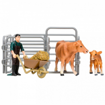 Купить masai mara игрушки фигурки на ферме (фермер, корова с теленком, ограждение-загон, инвентарь) мм205-002