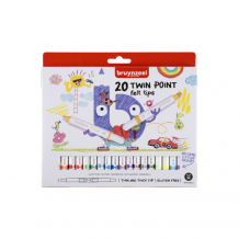 Купить фломастеры bruynzeel набор двухсторонних фломастеров kids twin point (средний/тонкий наконечник) 20 цветов 60125020