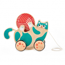 Купить деревянная игрушка hape для малышей каталка погремушка игривый котенок e0366_hp