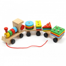 Купить деревянная игрушка фабрика фантазий конструктор-пирамидка паровозик 78185