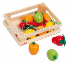 Купить деревянная игрушка janod набор фруктов в ящике 12 элементов j05610