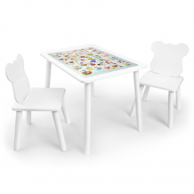 Купить rolti baby комплект детский стол с накладкой алфавит и два стула мишка 