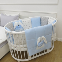 Купить комплект в кроватку happy family studio добрые сны зайка для круглой кроватки (7 предметов) 