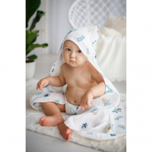 Купить amarobaby bath time простынка с уголком муслиновая 120х70 растения amaro-54bt-ra