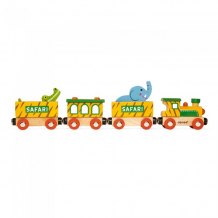 Купить деревянная игрушка janod поезд на магнитах с фигурками сафари j08585